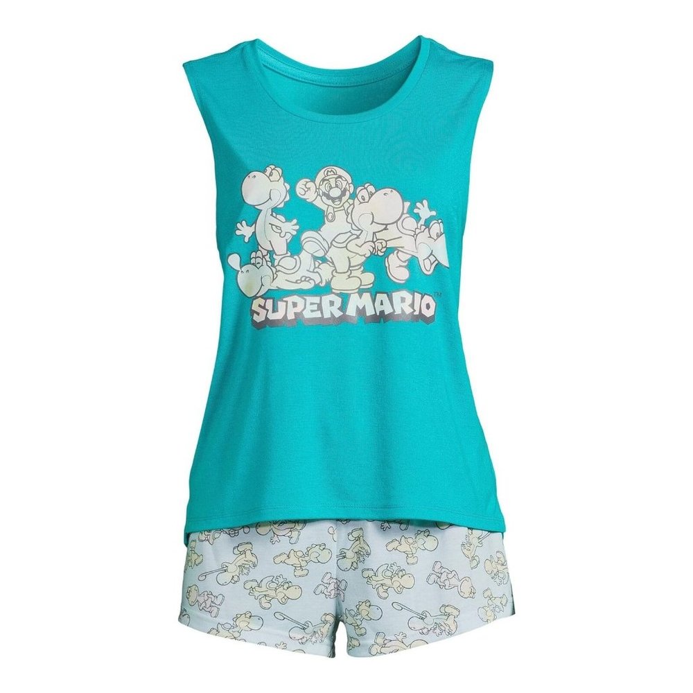 Super Mario Women's  Tank Top, Shorts and Socks, 3-Piece Sleep Set Medium